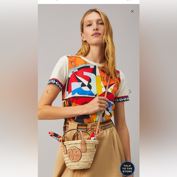 NWT Tory Burch ELLA STRAW MICRO BASKET TOTE BAG - Picture 2 of 9